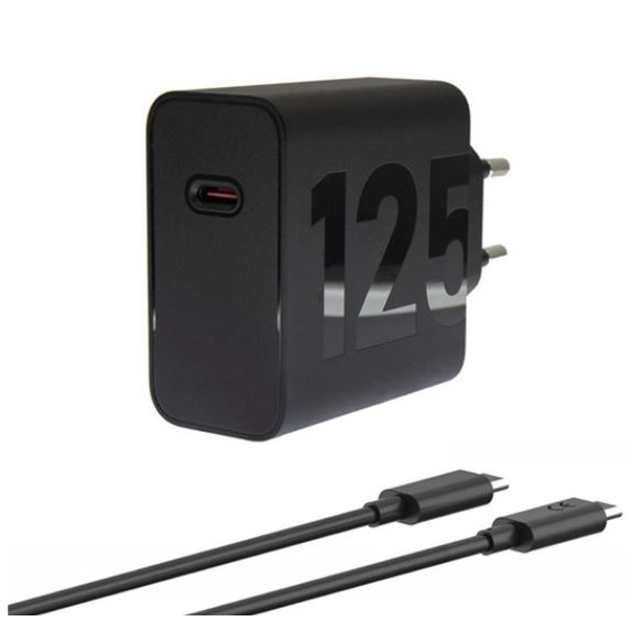 MOTOROLA TURBOPOWER hálózati töltő USB-C aljzat (5V/3A, 125W, GaN, PD gyorstöltő + USB-C kábel) fekete (MC-1252) (MC-1252)