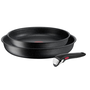 Комплект от 3 части Tefal Ingenio Black Stone, тиган 24/28 см, подвижна дръжка, незалепващо покритие, индикатор Thermo-Signal, черен