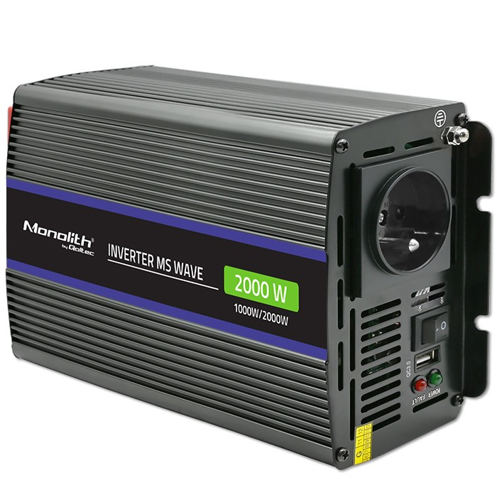 Qoltec Menič napätia 2000 MS Wave 12V na 230V 1000/2000W USB