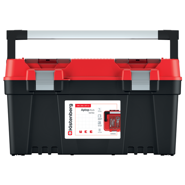 Szerszámosdoboz, Prosperplast Aptop Plus KAP6030, 59,8 × 28,6 × 32,7 cm, fekete, többfunkciós, hordozható, fogantyúval