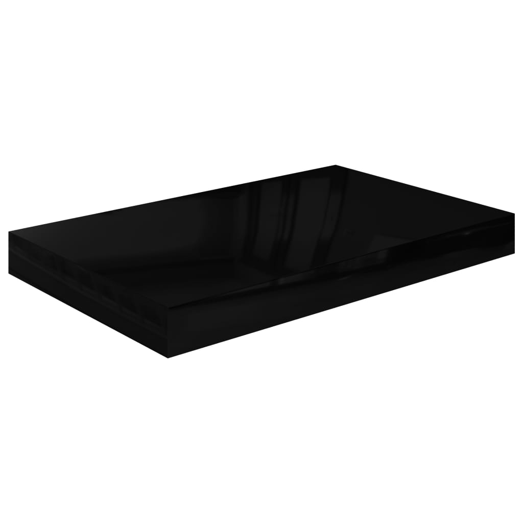 magasfényű fekete MDF lebegő fali polc 40 x 23 x 3,8 cm (323763)