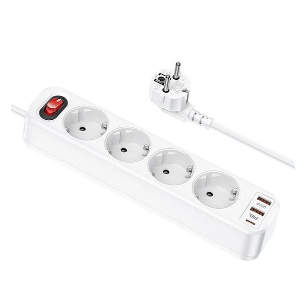 Hoco NS1 4-aljzatos hálózati elosztó fehér (NS1_W)