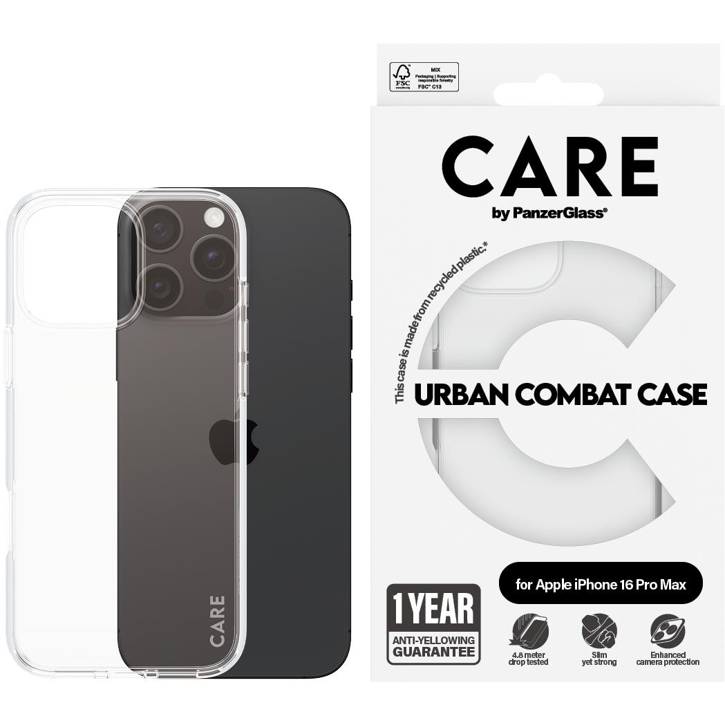PanzerGlass CARE Apple iPhone 16 Pro Max Combat átlátszó nem sárguló tok (1356)