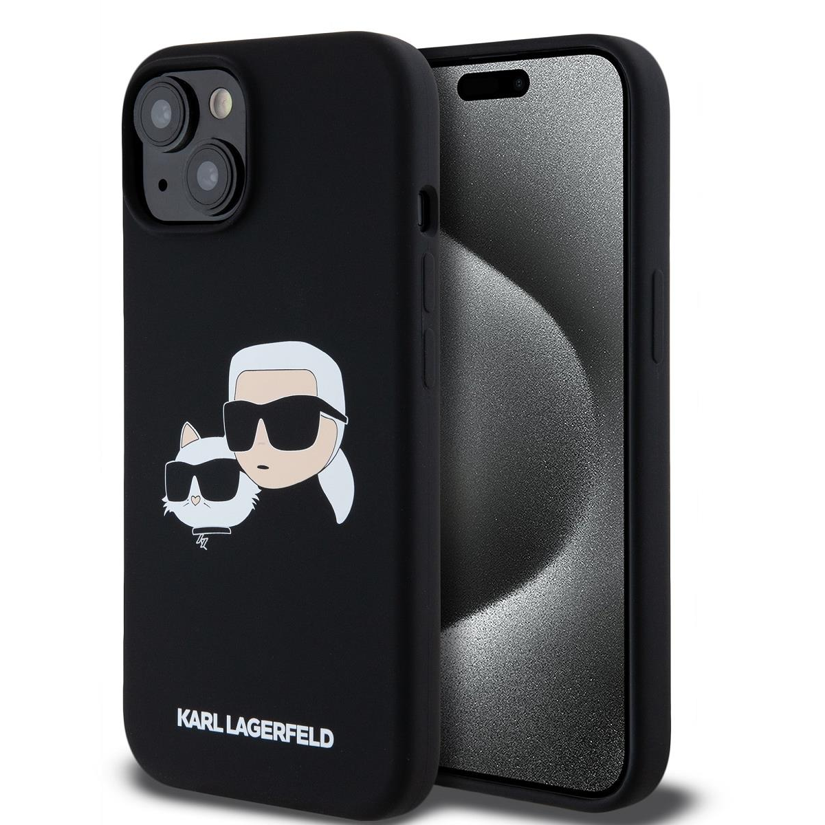 Karl Lagerfeld Liquid Silicone Double Heads MagSafe iPhone 15 Black tok (KLHMP15SSKCHPPLK)