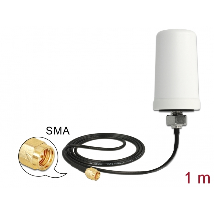 Delock WLAN 802.11 ac/a/h/b/g/n antenna SMA dugó 1,4 - 3,0 dBi mindenirányú csatlakozó kábellel (89486) (89486)
