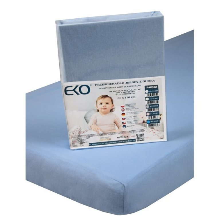 EKO Jersey gumis lepedő, kék 120x60 cm (5903636118383)