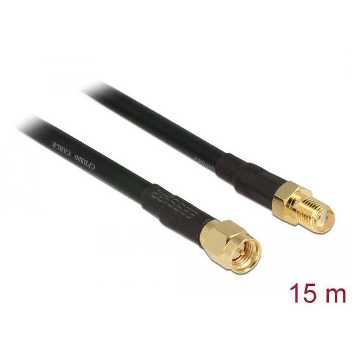 Delock SMA-apa > SMA-anya CFD/RF200 antennakábel 15m (89425) (delock89425)