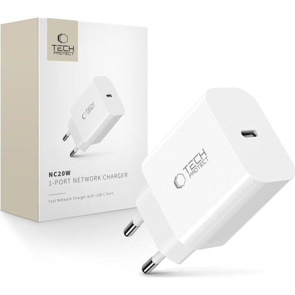 Nástenná Nabíjačka Tech-Protect NC20W s portom USB-C - biela