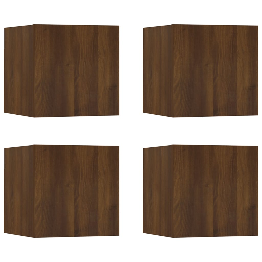 4 db barna tölgyszínű fali TV-szekrény 30,5 x 30 x 30 cm (815143)