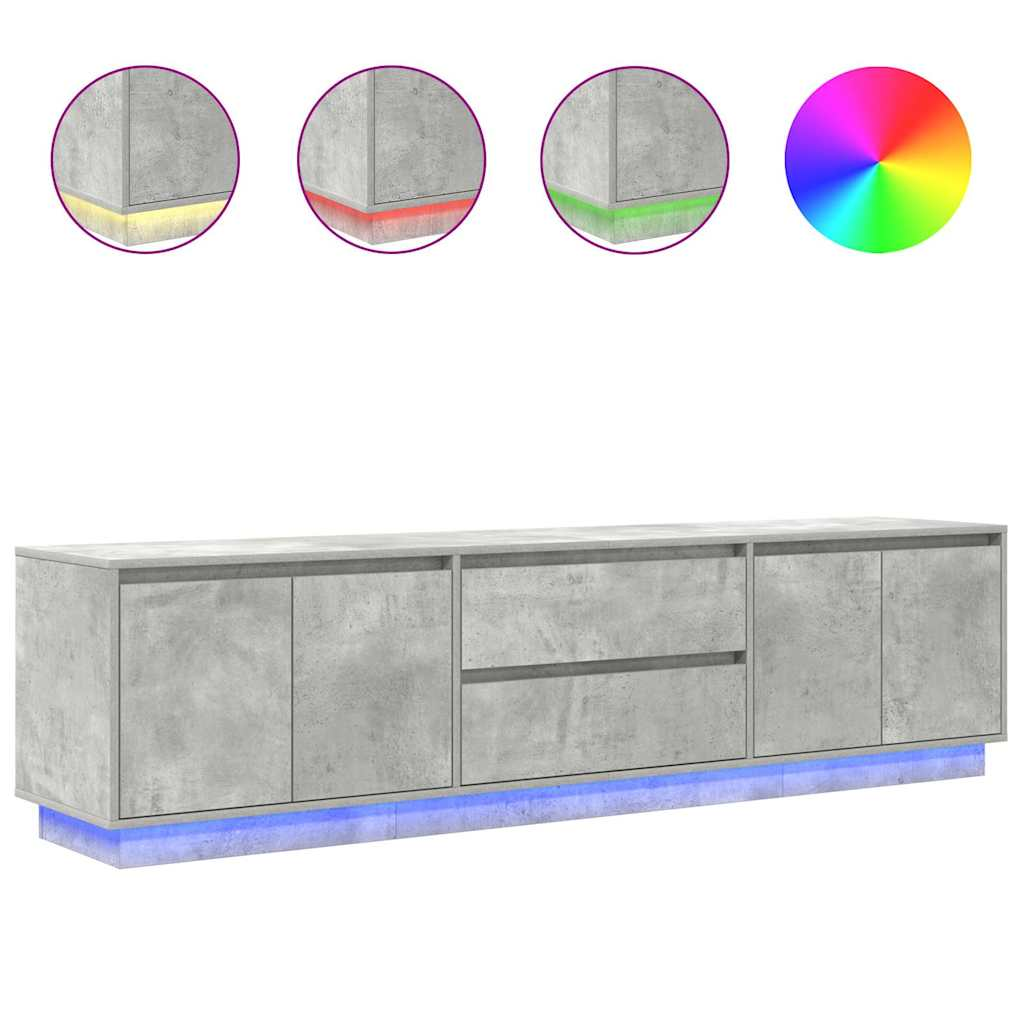 betonszürke TV-szekrény LED lámpákkal 193,5x41x50 cm (3328438)