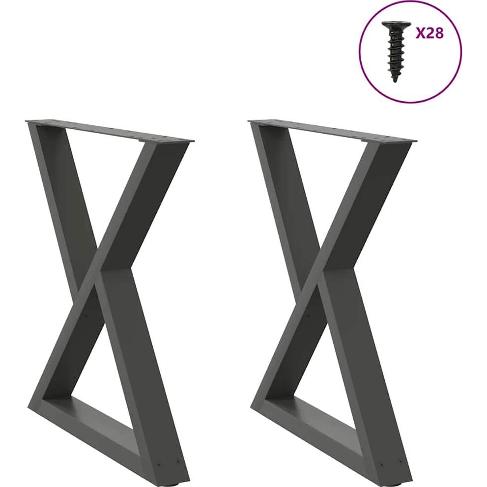 Étkezőasztal lábak 2 db Antracit 70x(72-73,3) cm Acél (4012726)