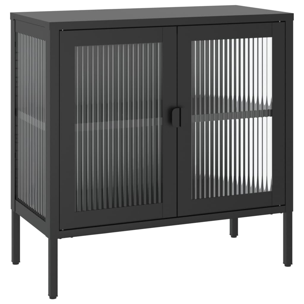 fekete üveg és acél tálalószekrény 70 x 35 x 70 cm (353001)