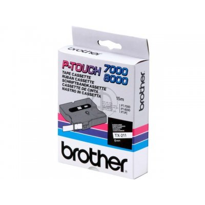 Brother Festékszalag TX211 P-Touch, 6 mm fehér alapon fekete