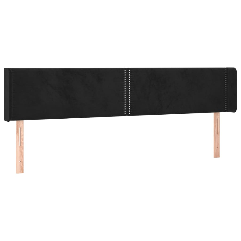 fekete bársony szárnyas fejtámla 163x16x78/88 cm (3118684)