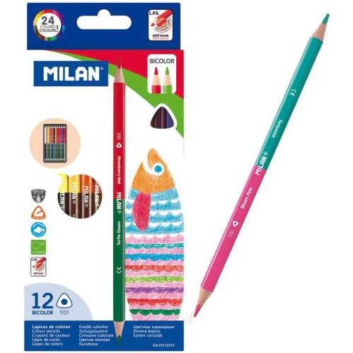 Milan 1131 kétvégű 12db-os vegyes színű színes ceruza (07112312 MILAN)