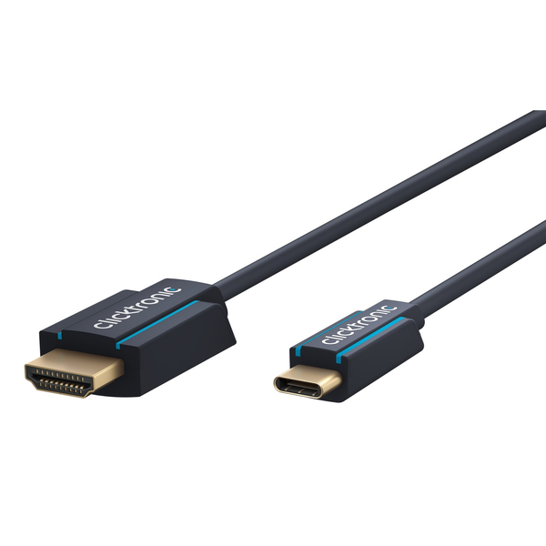 Clicktronic кабел, HDM/USB C, PVC, 4K/60Hz, 3m, син