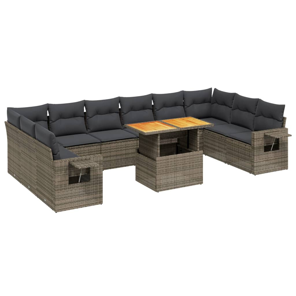 11 részes szürke polyrattan kerti ülőgarnitúra párnákkal (3271928)