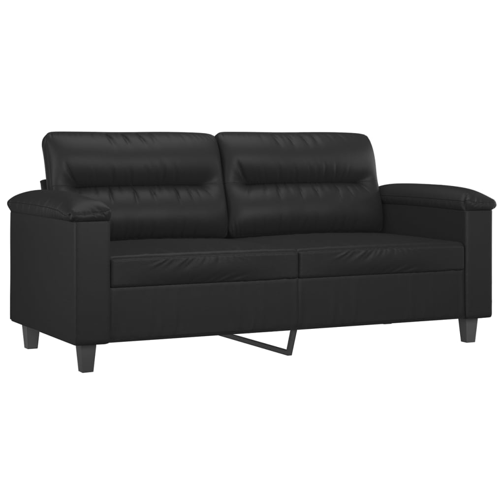 2 személyes fekete műbőr kanapé 140 cm (359583)
