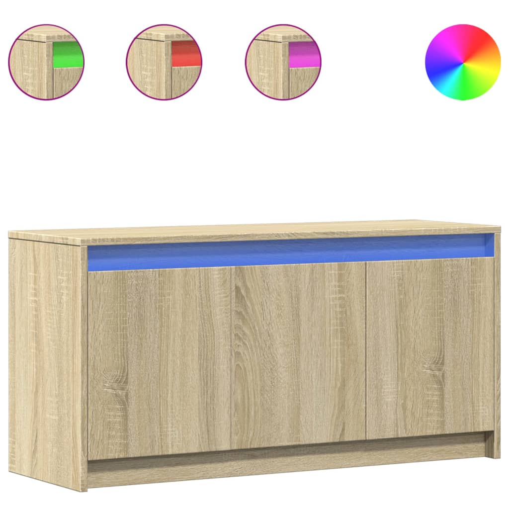 sonoma tölgy színű szerelt fa LED-es TV-szekrény 100x34x50 cm (852210)