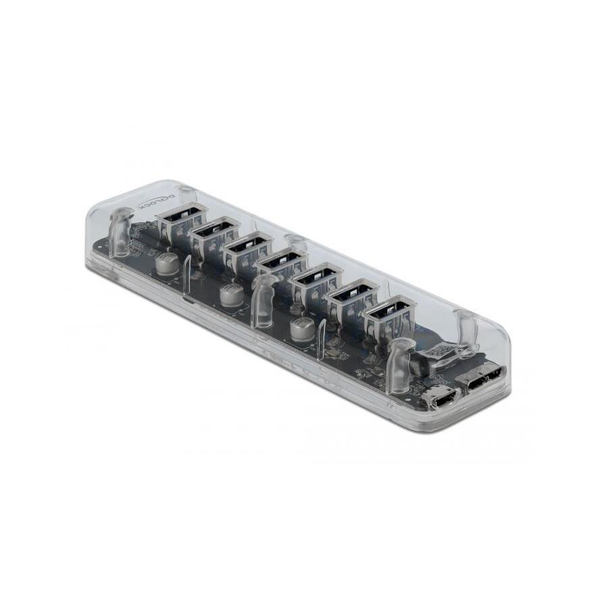 DeLock External USB 3.0 Hub with 7 Ports Transparent