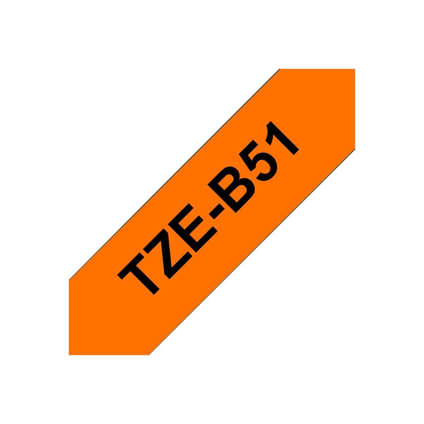 Brother TZE-B51 etiketbånd Sort på fluorescerende orange