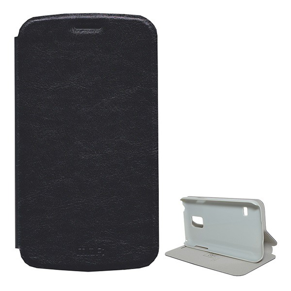 MOFI RUI tok álló, bőr hatású (FLIP, oldalra nyíló, asztali tartó funkció) FEKETE [Samsung Galaxy S5 mini (SM-G800)] (5996457487288)