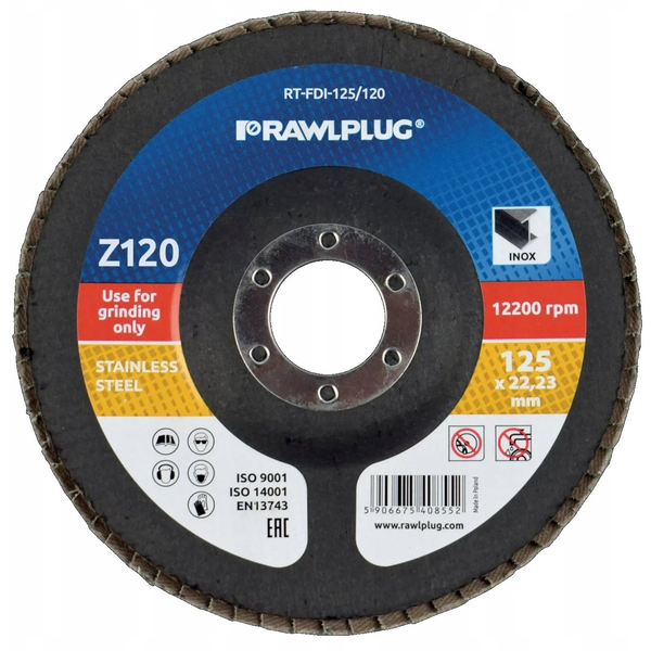 Ściernica listkowa cyrkonowa Z120 125X22,23MM RT-FDI-125/120