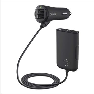 Belkin Road Rockstar 4 portos autós töltő, hátsó utas móddal fekete (F8M935bt06-BLK) (F8M935bt06-BLK)