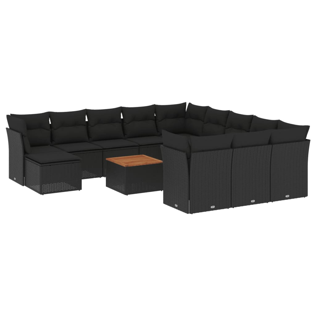 13 részes fekete polyrattan kerti ülőgarnitúra párnákkal (3256314)