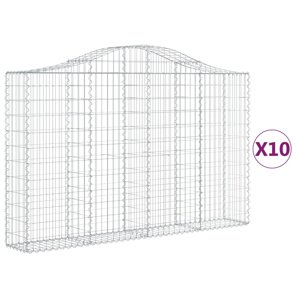 10 db íves horganyzott vas gabion kosár 200x30x120/140 cm (3145459)