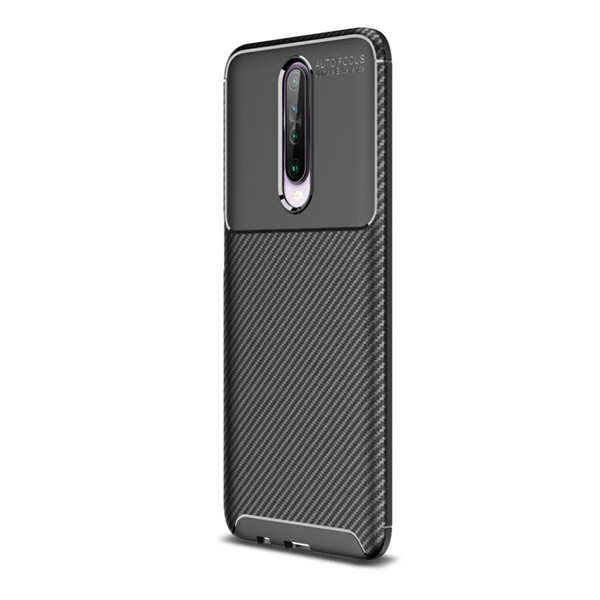Xiaomi Redmi K30 / K30 5G / Poco X2, Szilikon tok, közepesen ütésálló, légpárnás sarok, karbon minta, fekete (G93509)