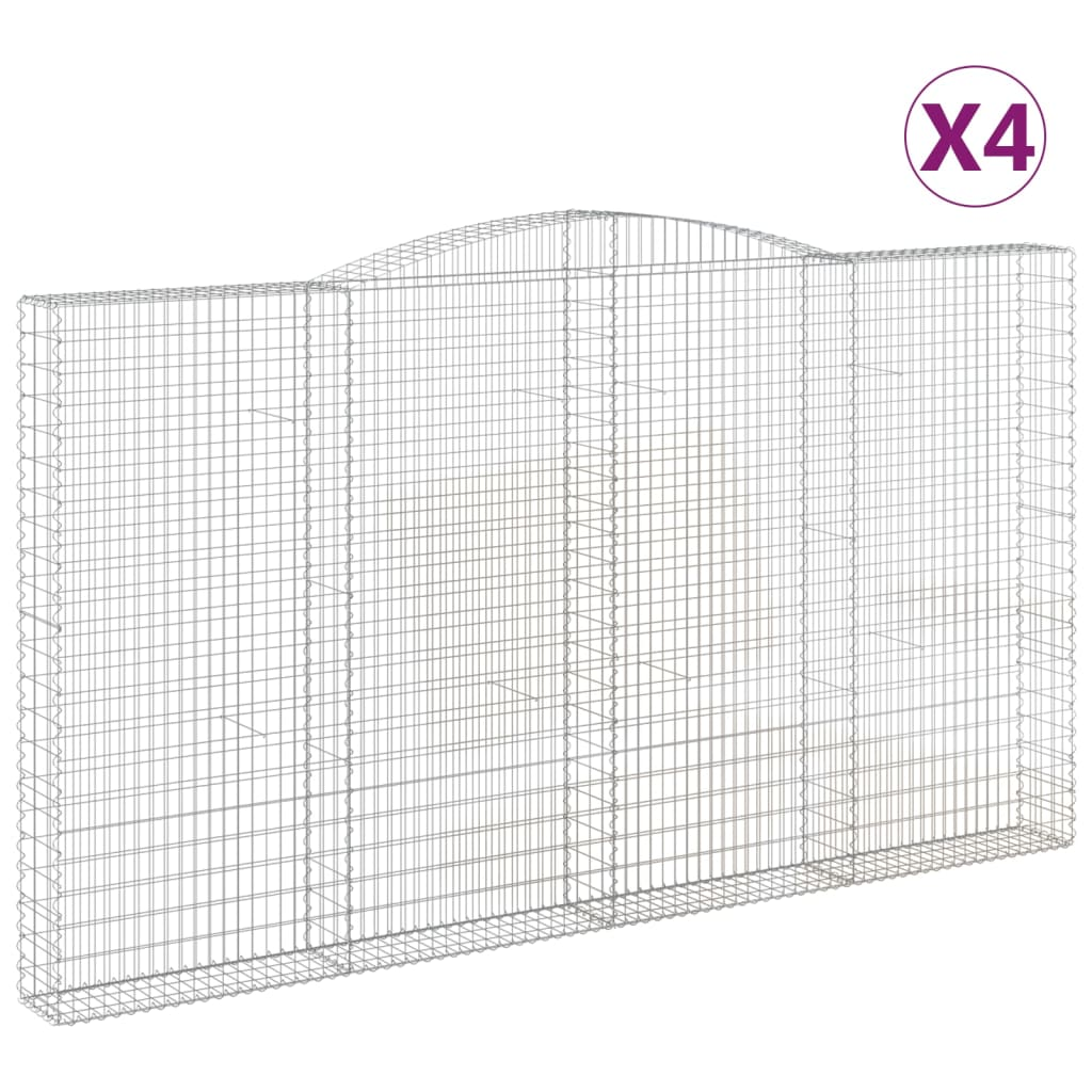 4 db íves horganyzott vas gabion kosár 400x30x220/240 cm (3146946)