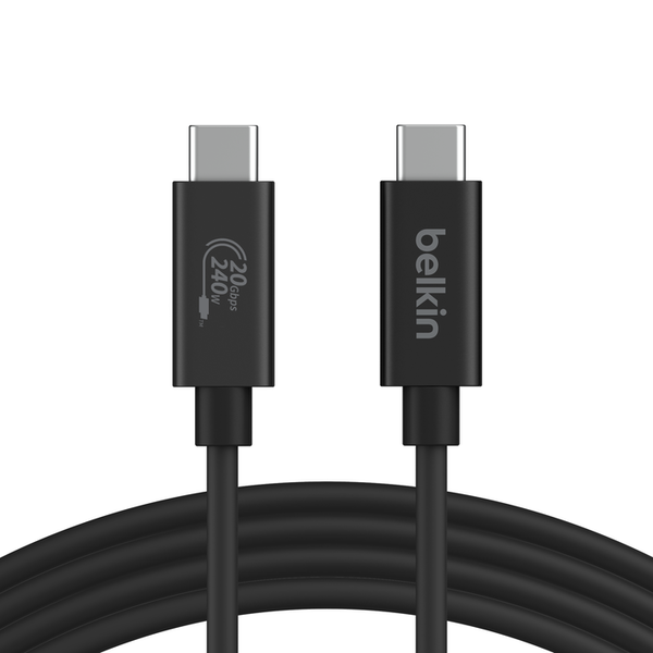 Belkin Connect USB-C apa - USB-C apa 4.0 Adat és töltő kábel - Fekete (2m)