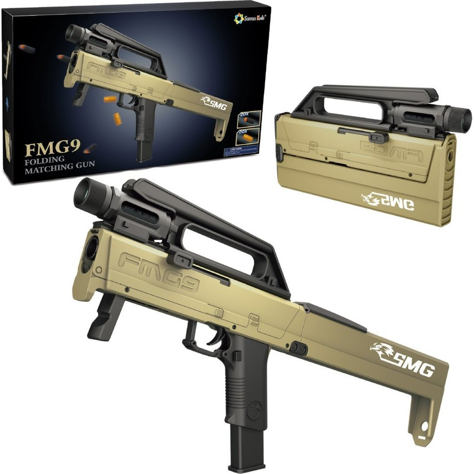 FMG9 Összecsukható Puska Habdarts Töltényhüvelyek Zseblámpa Fegyver 24737 (24737)
