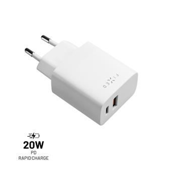 FIXED Travel USB-C, USB-A hálózati töltő 20W fehér (FIXC20N-CU-WH) (FIXC20N-CU-WH)