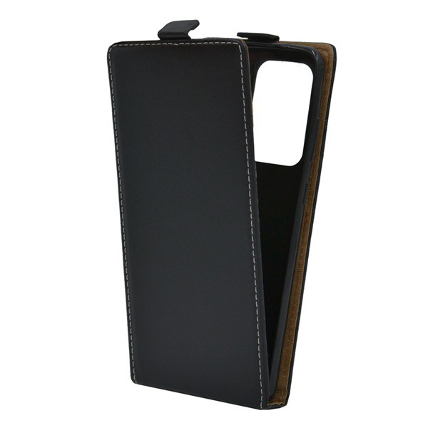 Tok álló, bőr hatású (FLIP, lefelé nyíló, szilikon tartó) FEKETE [Samsung Galaxy S20 Ultra 5G (SM-G988B)] (5996457941322)
