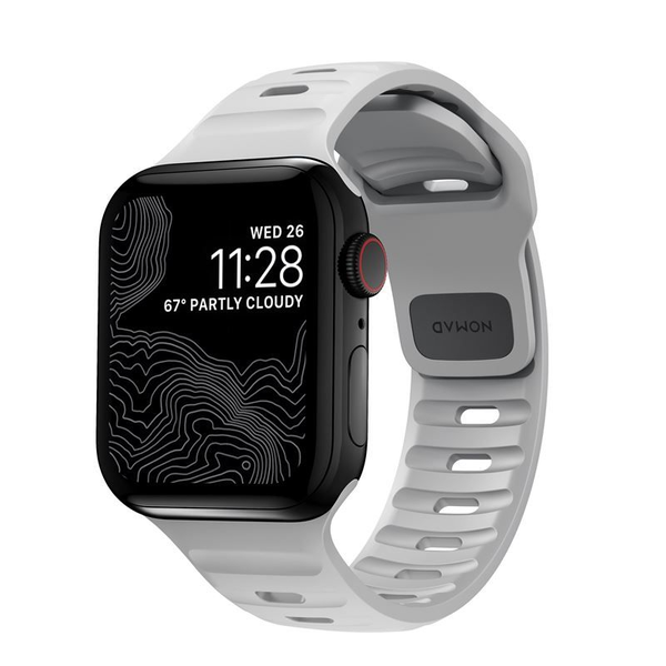 Водоустойчива каишка NOMAD, съвместима с Apple Watch 4/5/6/7/8/SE/Ultra 42/44/45/49 мм, сив