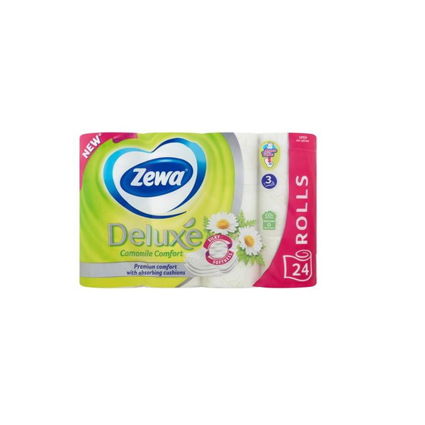Тоалетна хартия Zewa Deluxe Camomile, 3 пласта, 24 ролки