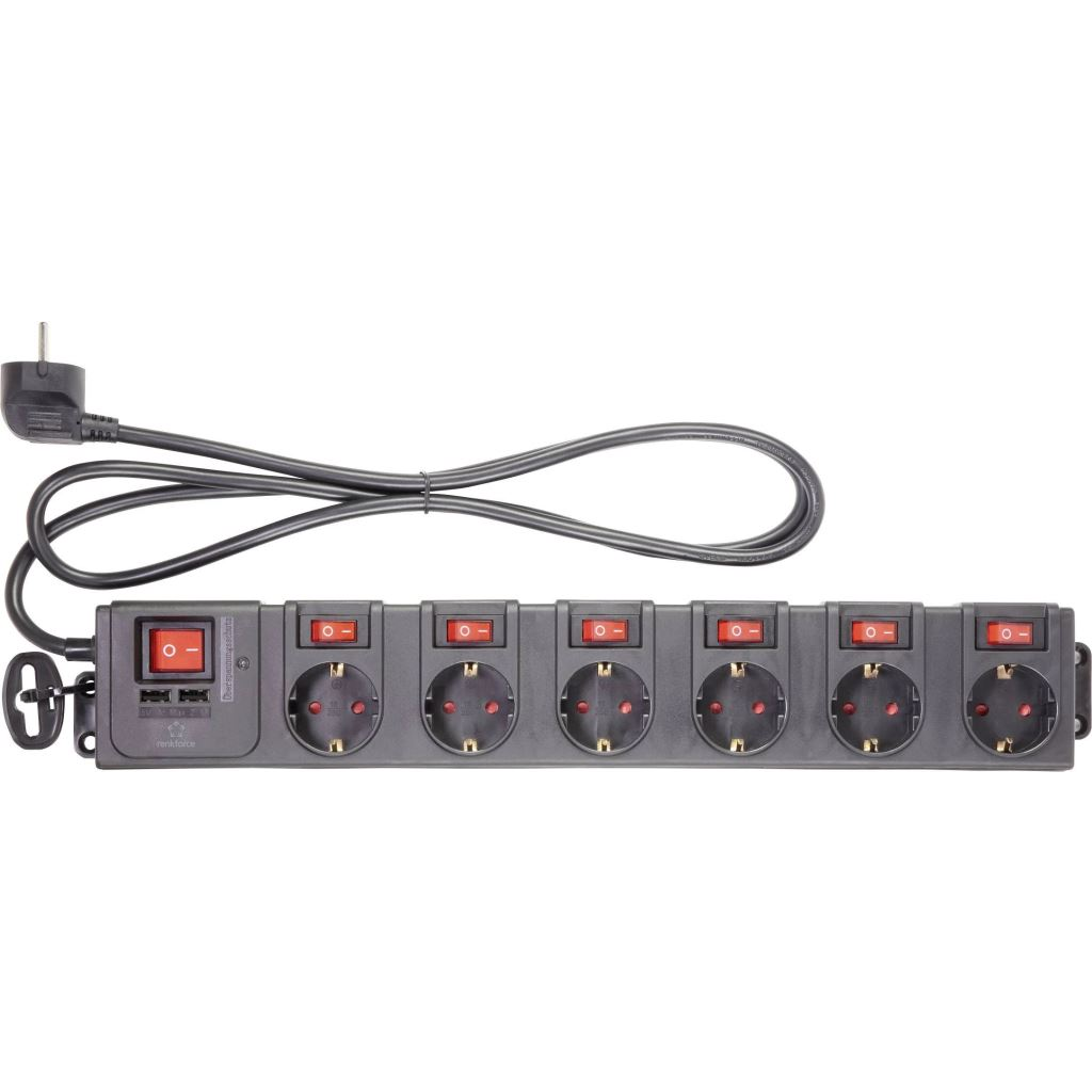 Renkforce 615C-CMB-SUSB Túlfeszültség ellen védő elosztó Fekete Védőérintkezős 1,5m (RF-3313344)