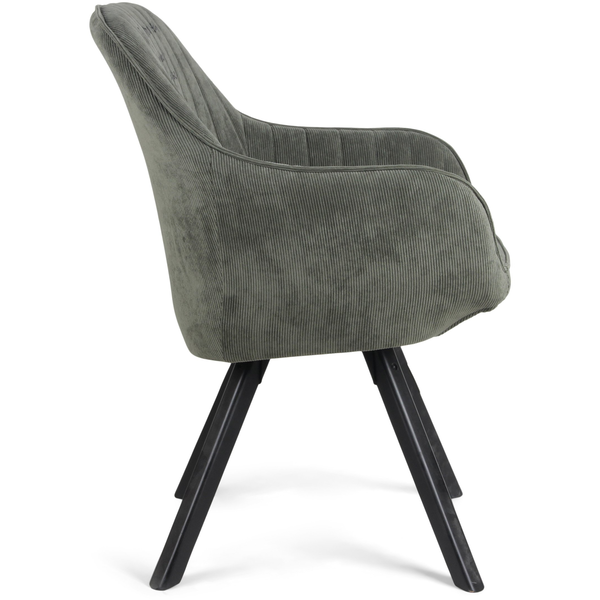 BAGO DINING CHAIR MOSS GREEN/WOOD LEGS