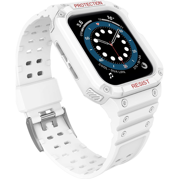  Hurtel Protect Strap Band opaska z etui do Watch 7 / 6 / 5 / 4 / 3 / 2 / SE (41 / 40 / 38mm) obudowa pancerny pokrowiec na zegarek biały