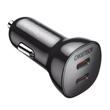 Choetech TC0008 2xUSB-C autós töltő 40W fekete (TC0008)