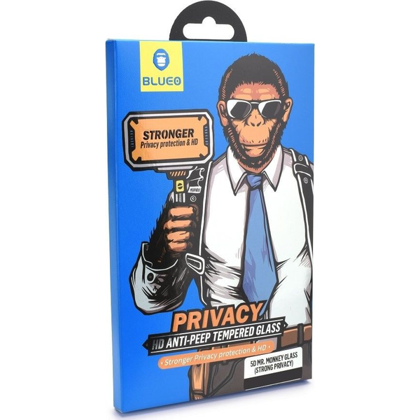 Blueo 5D Mr. Monkey Glass - Apple iPhone x / Xs / 11 Pro Fekete (Betekintésvédett) Üvegfólia