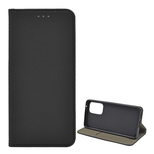 Tok álló, bőr hatású (FLIP, oldalra nyíló, asztali tartó funkció, rombusz minta) FEKETE [Samsung Galaxy A53 (SM-A536) 5G]