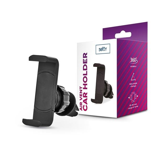 Setty TF-0063 univerzális szellőzőrácsba illeszthető autós telefontartó fekete (TF-0063)