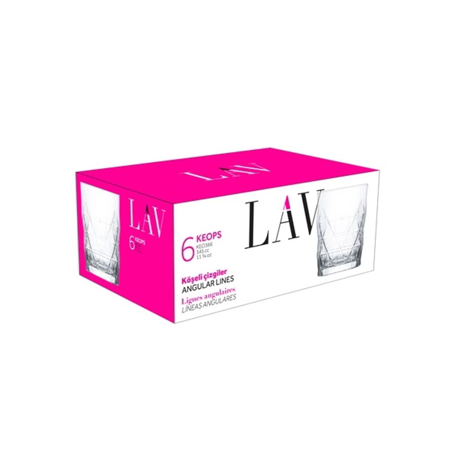 LAV Keops Soft Drink 345ml Üdítős üveg pohár szett 6 darabos (LV-KEO366F)