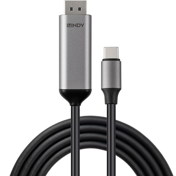 Lindy 43504 videokabel adapter 2 m USB Type-C DisplayPort Grå