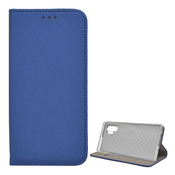 Tok álló, bőr hatású (FLIP, oldalra nyíló, asztali tartó funkció, rombusz minta) SÖTÉTKÉK [Samsung Galaxy Note 10 (SM-N970F)] (5996457903955)