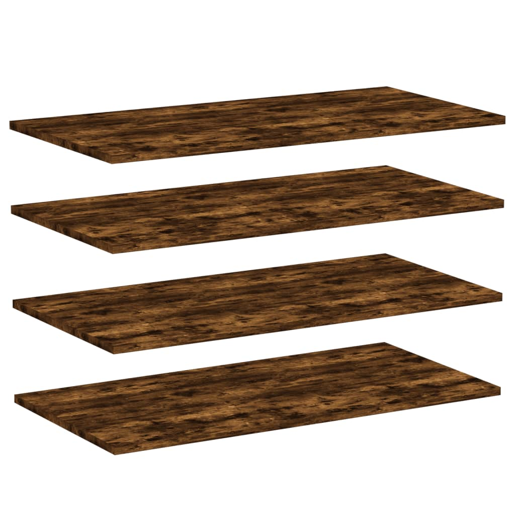 4 db füstös tölgy színű szerelt fa fali polc 80 x 40 x 1,5 cm (838273)