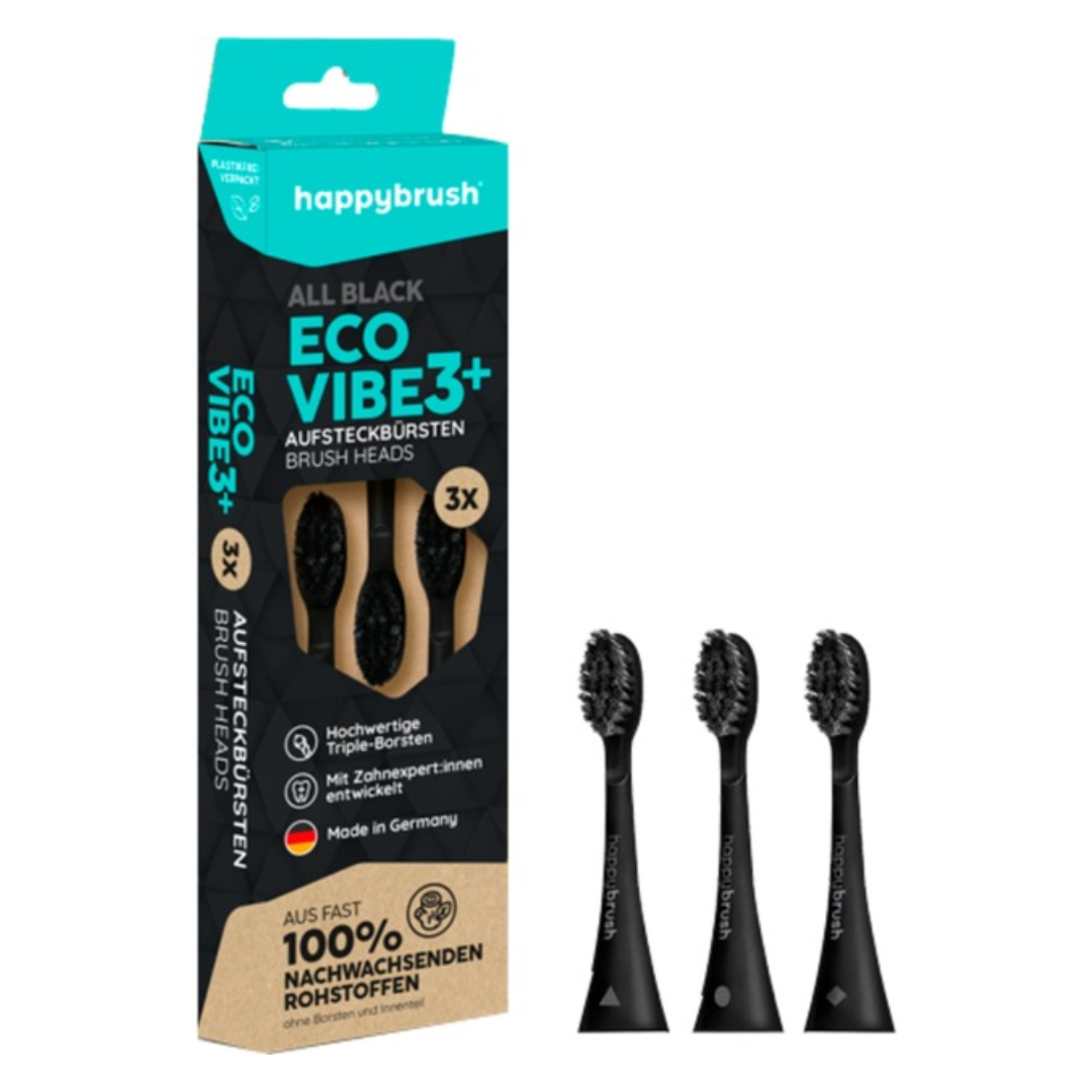 Happyrush Eco Vibe 3 Szónikus fogkefe Pótfej - Fekete (3db) (HAV3DEAB)